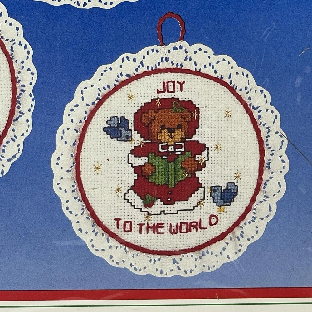 Dimensions Christmas Teddy Bear Ornaments Counted Cross Stitch Kit #8339 Vintage